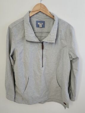 L.L. Bean Men's Quarter Zip Light Gray Half-Zip Pullover Sweatshirt Jacket XL